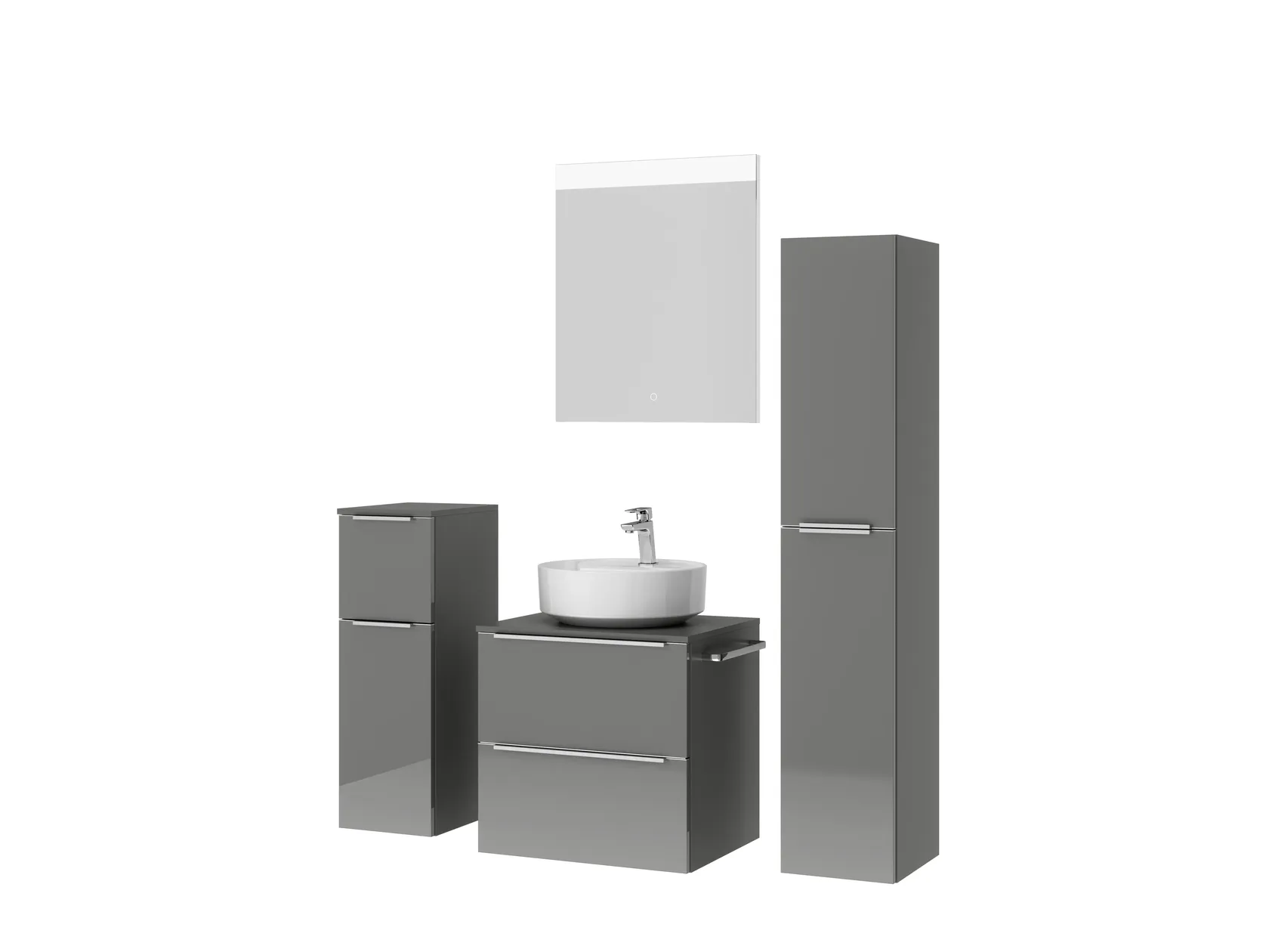 Verges Concept 60 meuble vasque + miroir + armoires latérales 5
