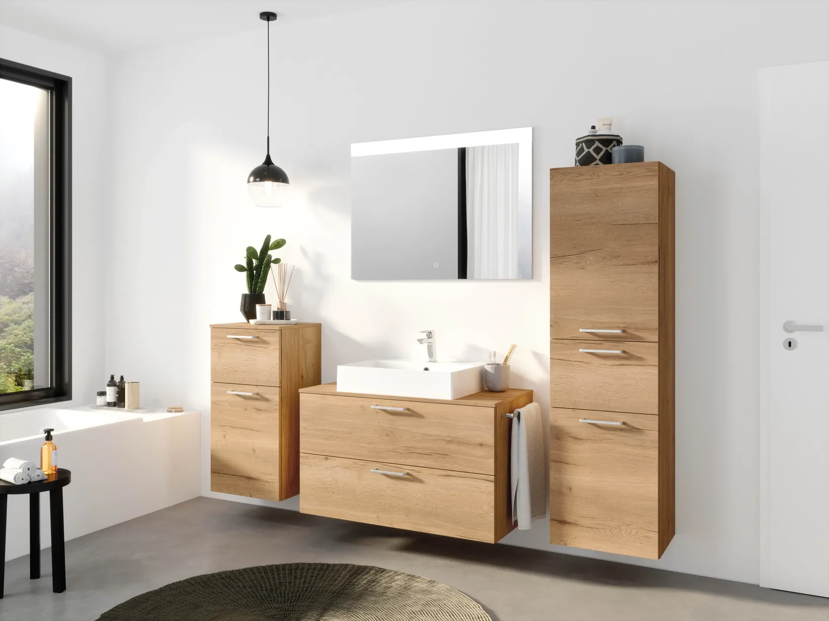 Verges Concept 100 meuble vasque + miroir + armoires latérales 0