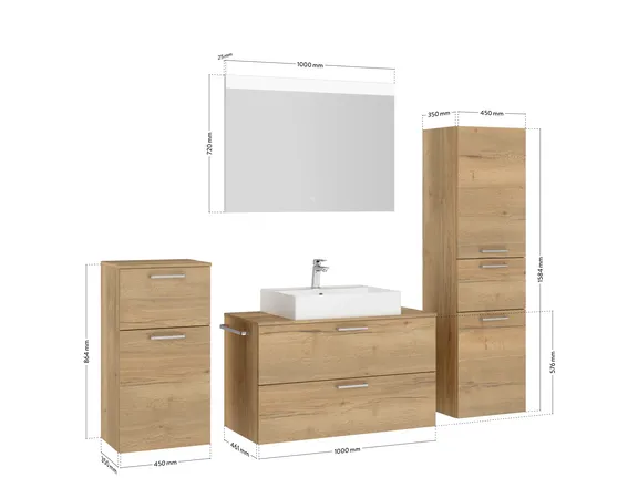 Verges Concept 100 meuble vasque + miroir + armoires latérales 4